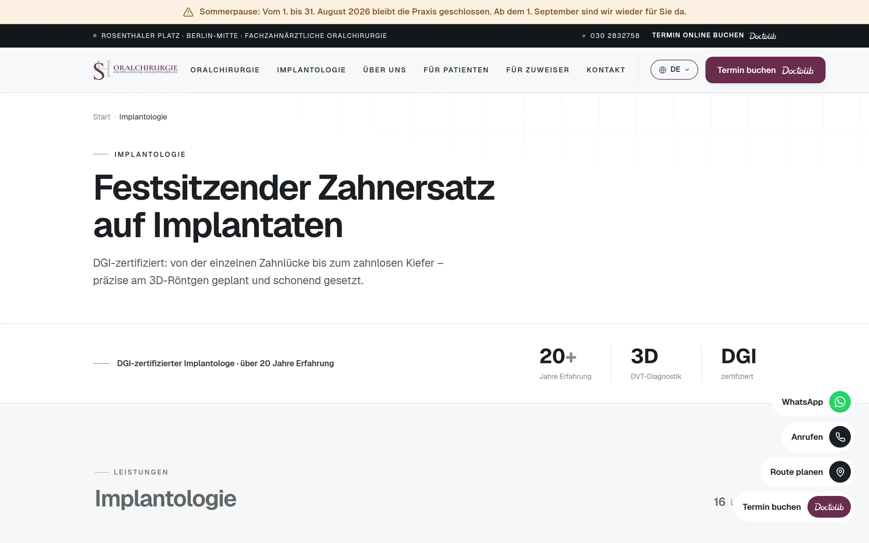Die Übersichtsseite der Implantologie – festsitzender Zahnersatz auf Implantaten